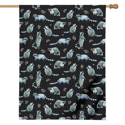 Watercolor Raccoon Pattern Print House Flag