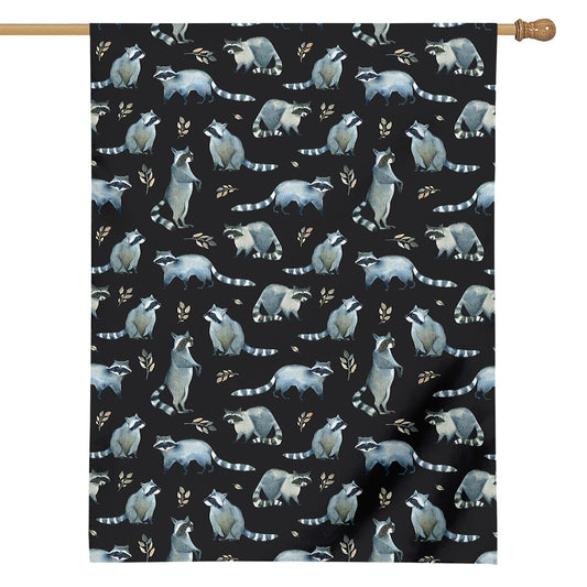 Watercolor Raccoon Pattern Print House Flag