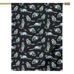 Watercolor Raccoon Pattern Print House Flag