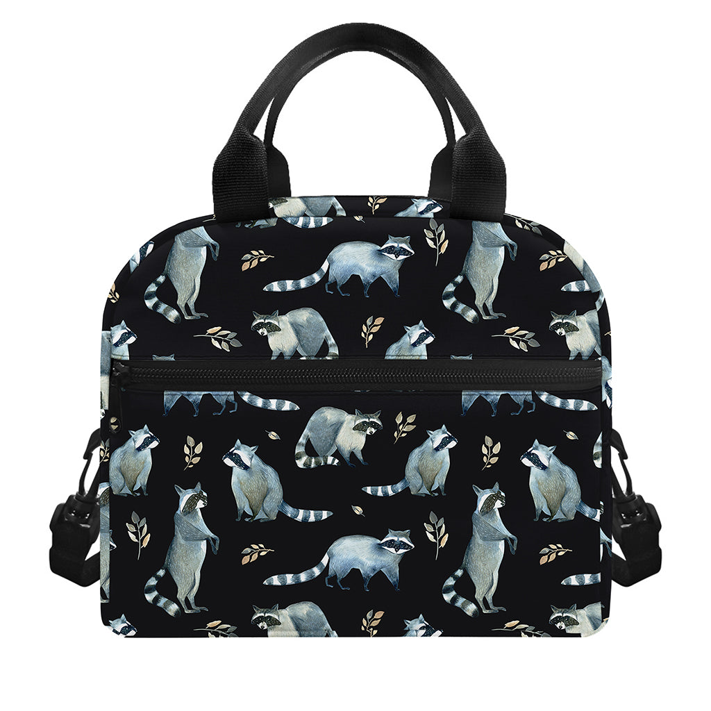 Watercolor Raccoon Pattern Print Insulated Lunch Bag