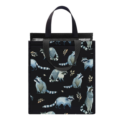 Watercolor Raccoon Pattern Print Insulated Lunch Tote
