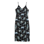 Watercolor Raccoon Pattern Print Jersey Midi Cami Dress