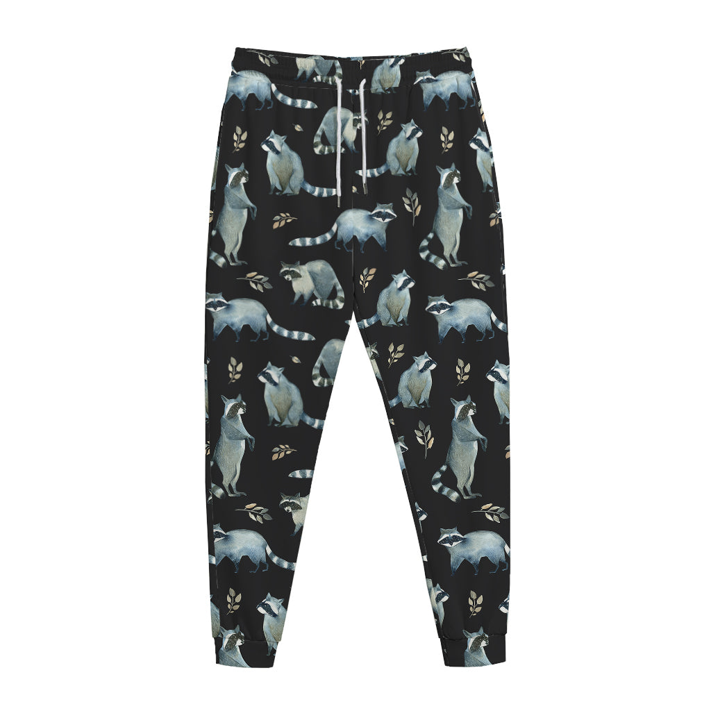 Watercolor Raccoon Pattern Print Jogger Pants