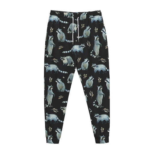 Watercolor Raccoon Pattern Print Jogger Pants