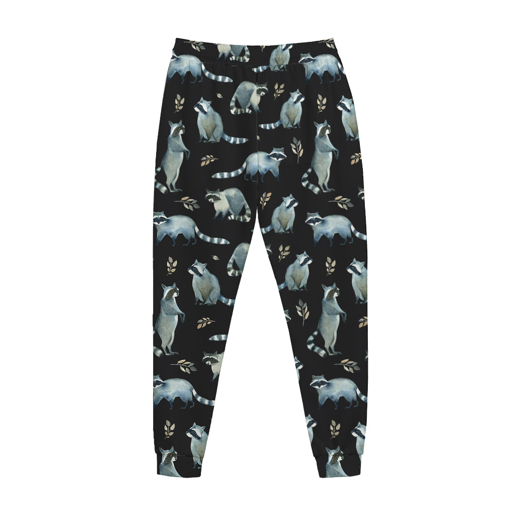 Watercolor Raccoon Pattern Print Jogger Pants