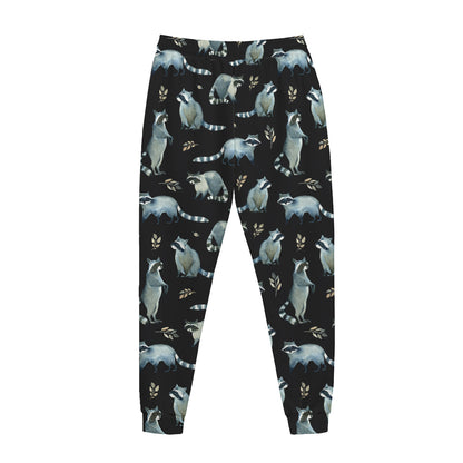 Watercolor Raccoon Pattern Print Jogger Pants