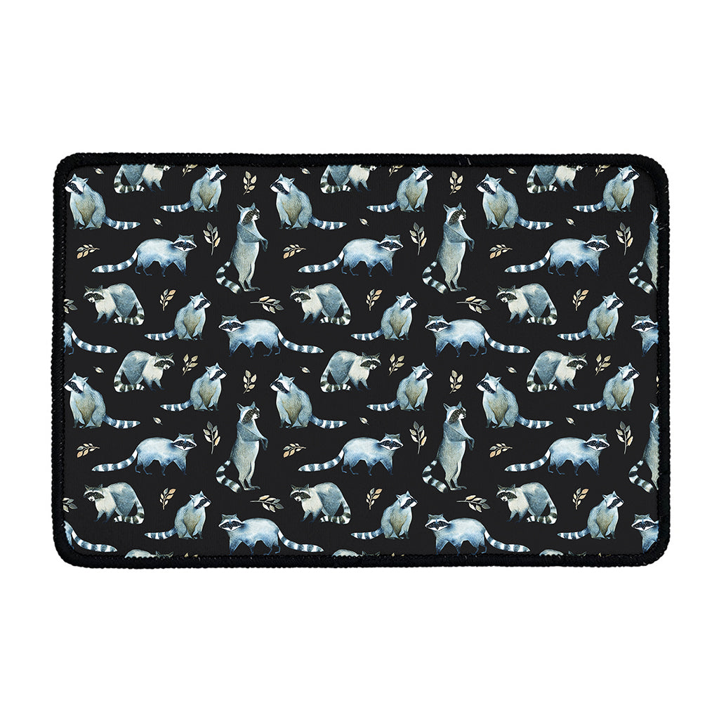 Watercolor Raccoon Pattern Print Kitchen Mat