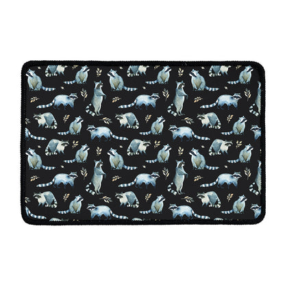 Watercolor Raccoon Pattern Print Kitchen Mat