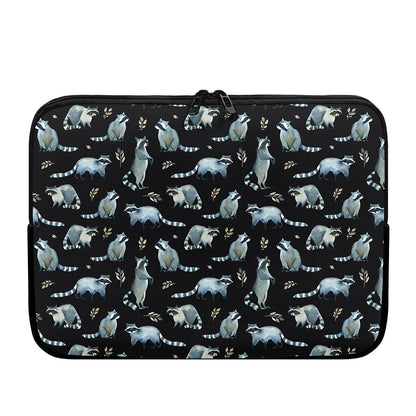 Watercolor Raccoon Pattern Print Laptop Sleeve