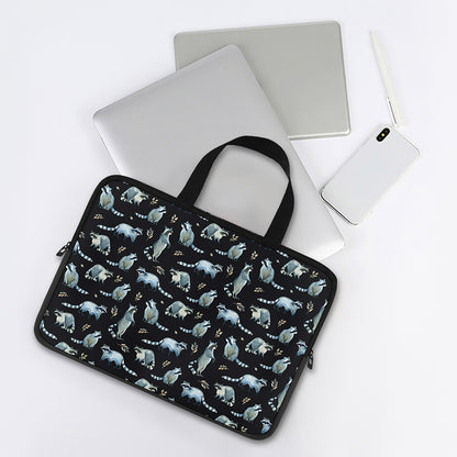 Watercolor Raccoon Pattern Print Laptop Sleeve With Handle