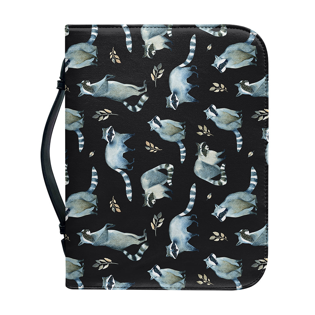Watercolor Raccoon Pattern Print Leather Bible Cover