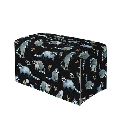 Watercolor Raccoon Pattern Print Leather Tissue Box Cover