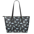 Watercolor Raccoon Pattern Print Leather Tote Bag With Zipper
