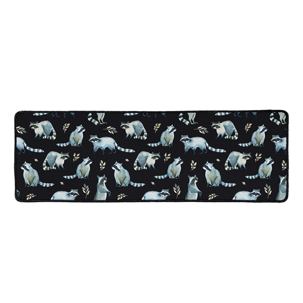 Watercolor Raccoon Pattern Print Long Kitchen Mat