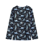 Watercolor Raccoon Pattern Print Long Sleeve Short Coat