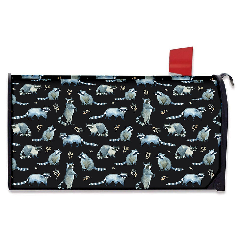 Watercolor Raccoon Pattern Print Mailbox Cover