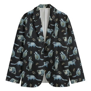 Watercolor Raccoon Pattern Print Men's Blazer