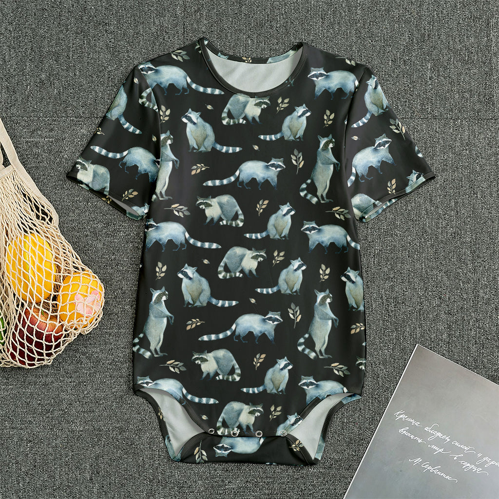 Watercolor Raccoon Pattern Print Men's Bodysuit