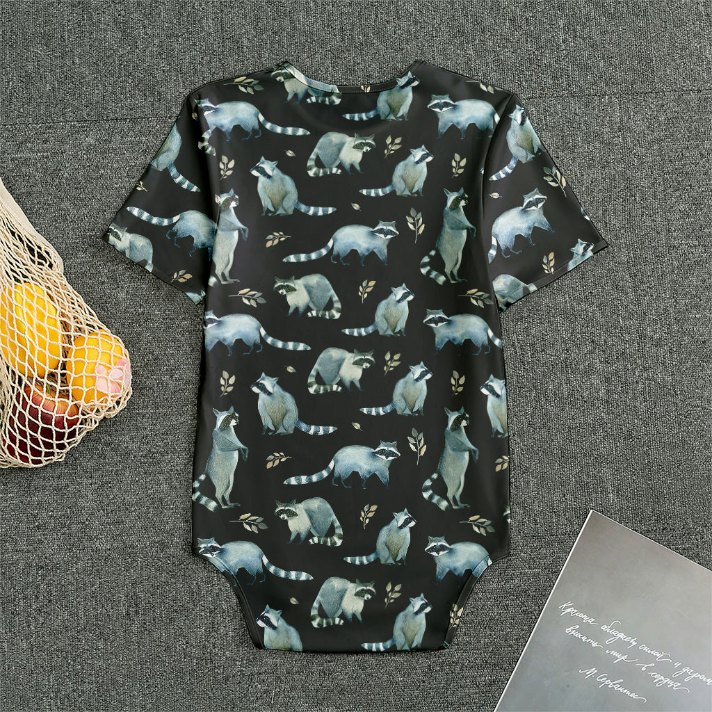 Watercolor Raccoon Pattern Print Men's Bodysuit
