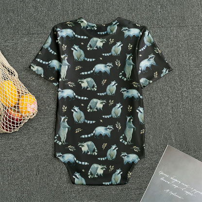 Watercolor Raccoon Pattern Print Men's Bodysuit