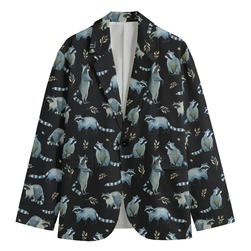 Watercolor Raccoon Pattern Print Men's Cotton Blazer