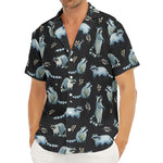 Watercolor Raccoon Pattern Print Men's Deep V-Neck Shirt