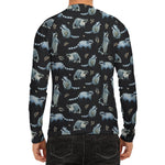 Watercolor Raccoon Pattern Print Men's Long Sleeve Rash Guard