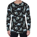 Watercolor Raccoon Pattern Print Men's Long Sleeve T-Shirt