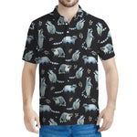 Watercolor Raccoon Pattern Print Men's Polo Shirt