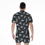 Watercolor Raccoon Pattern Print Men's Rompers