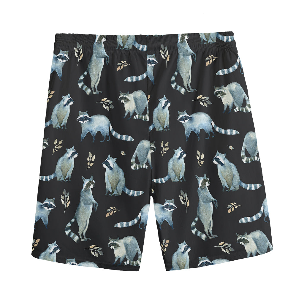 Watercolor Raccoon Pattern Print Men's Sports Shorts