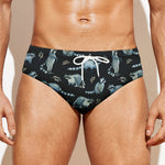 Watercolor Raccoon Pattern Print Men's Swim Briefs