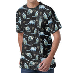 Watercolor Raccoon Pattern Print Men's Velvet T-Shirt