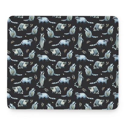 Watercolor Raccoon Pattern Print Mouse Pad