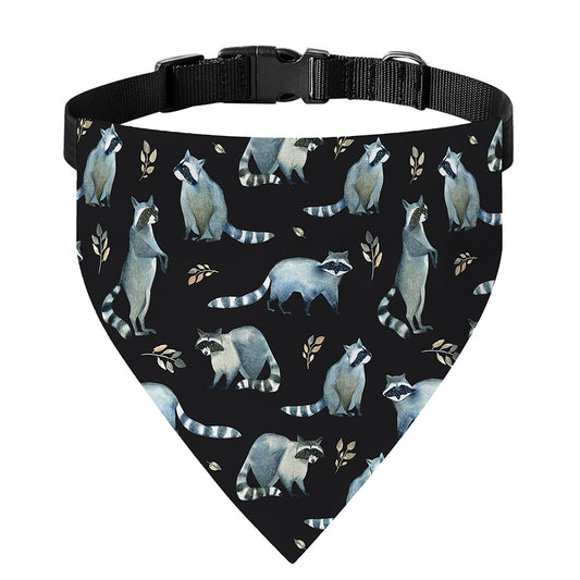 Watercolor Raccoon Pattern Print Over The Collar Dog Bandana