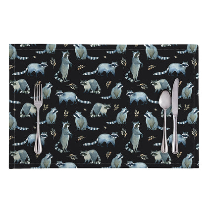 Watercolor Raccoon Pattern Print Placemat