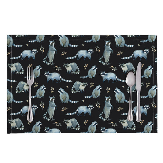 Watercolor Raccoon Pattern Print Placemat