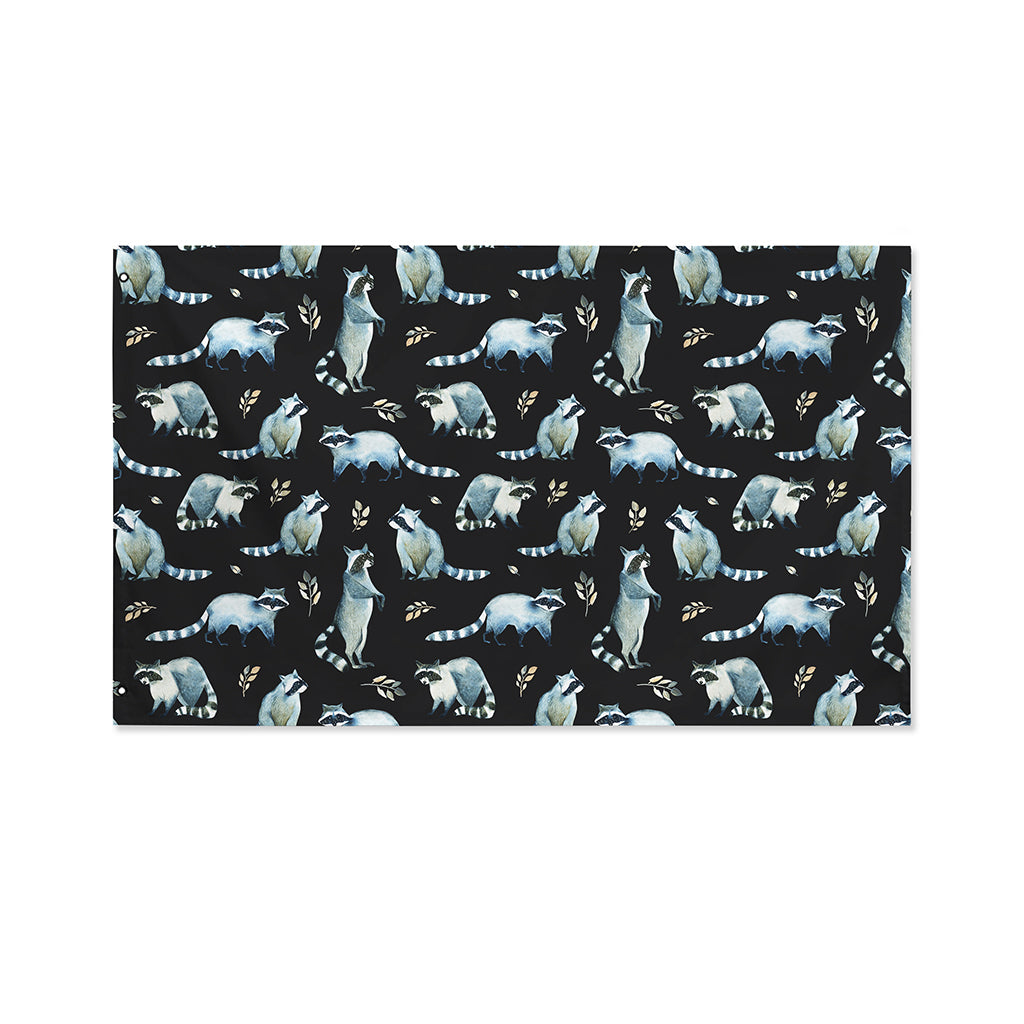 Watercolor Raccoon Pattern Print Polyester Flag