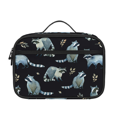 Watercolor Raccoon Pattern Print Portable Lunch Bag