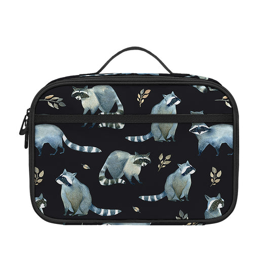 Watercolor Raccoon Pattern Print Portable Lunch Bag