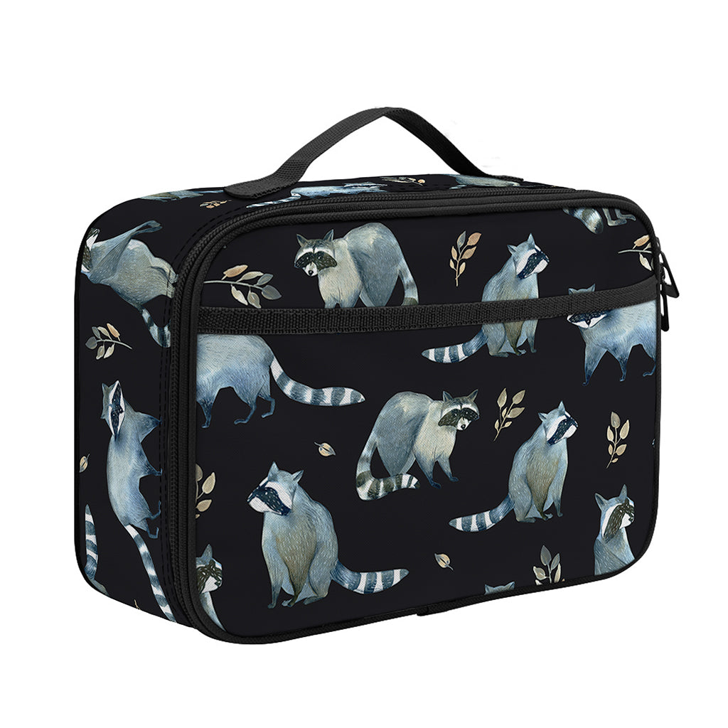 Watercolor Raccoon Pattern Print Portable Lunch Bag