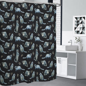 Watercolor Raccoon Pattern Print Premium Shower Curtain