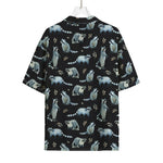 Watercolor Raccoon Pattern Print Rayon Hawaiian Shirt