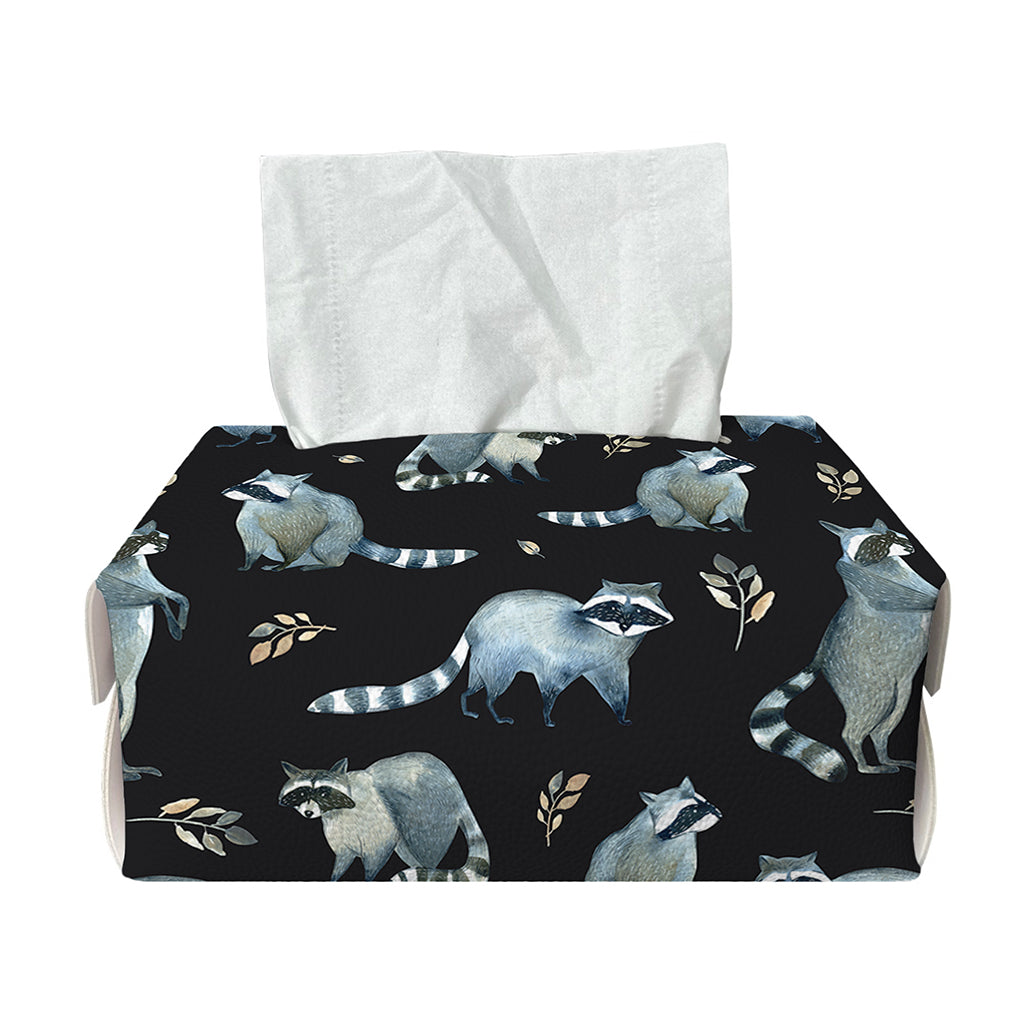 Watercolor Raccoon Pattern Print Rectangle Tissue Box Cover