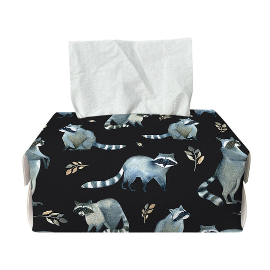 Watercolor Raccoon Pattern Print Rectangle Tissue Box Cover