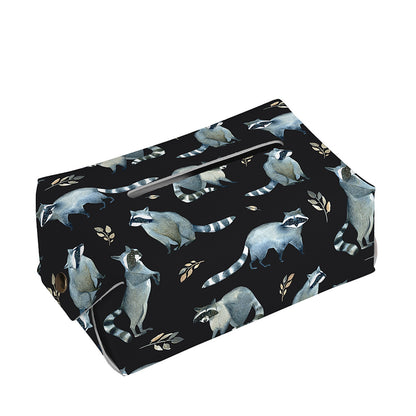 Watercolor Raccoon Pattern Print Rectangle Tissue Box Cover