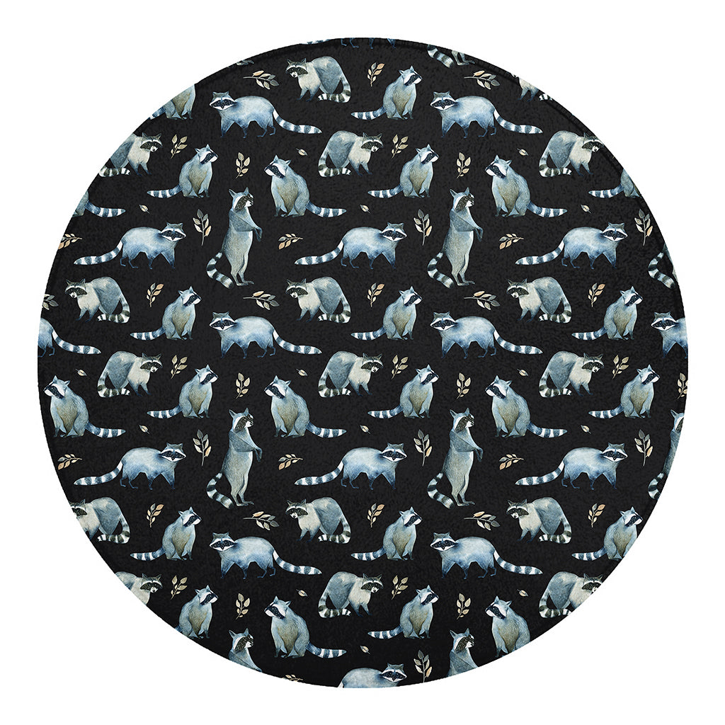 Watercolor Raccoon Pattern Print Round Blanket
