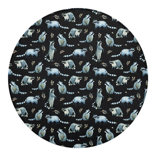 Watercolor Raccoon Pattern Print Round Blanket