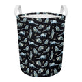 Watercolor Raccoon Pattern Print Round Laundry Basket