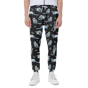 Watercolor Raccoon Pattern Print Scuba Joggers